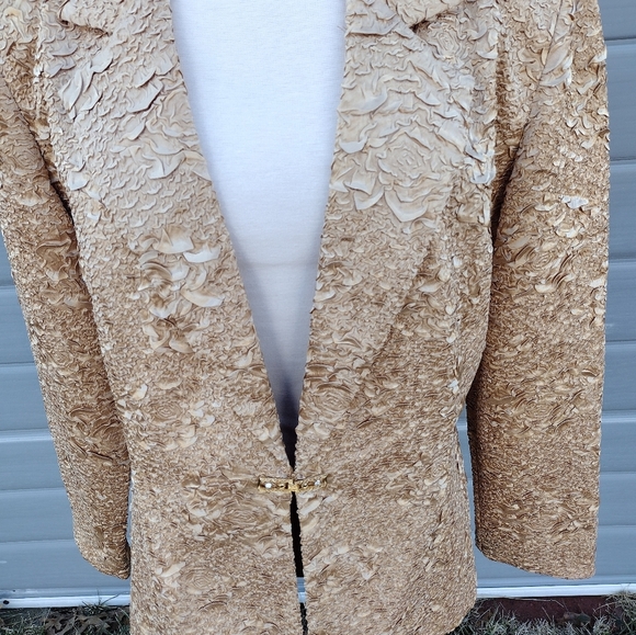 Vintage Talk of The Walk Gold Textured Blazer Jacket  Size 14 - Picture 2 of 11